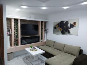 sala de estar con sofá y TV en Apartman Star LUX, en Kula