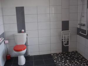 a bathroom with a toilet and a sink at Gite Izaxulo in Saint-Jean-Pied-de-Port