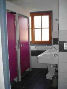 a bathroom with a sink and a toilet at Gite Izaxulo in Saint-Jean-Pied-de-Port