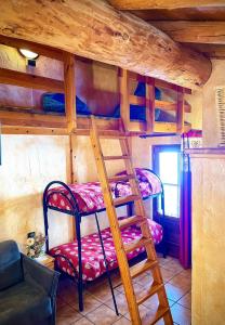 Zimmer mit 2 Etagenbetten und einer Leiter in der Unterkunft Residence Trompe-L'oeil in Champoluc