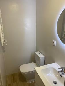 マドリードにあるAtocha apartmentの白いバスルーム(トイレ、シンク付)