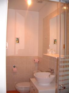 a bathroom with a toilet and a sink at Maison Neuve Grandval in Grandval