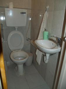 uma casa de banho com um WC e um lavatório em Zimmer Arad Dead Sea, Big and Confortabוl Apartment, logic cost - במחיר שפוי em Arad