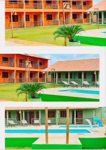 duas fotografias de um resort com piscina em Pousada Lençóis Eco Villa em Santo Amaro
