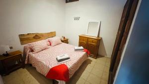 Aprtamento Rural, vistas al mar El Hierro في El Pinar del Hierro: غرفة نوم صغيرة مع سرير ومرآة