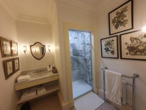 a bathroom with a sink and a shower at Summergrove House in Mountmellick