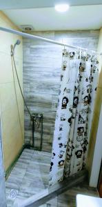 eine Dusche mit Duschvorhang im Bad in der Unterkunft Alon Ayun Centro Dpto 2 in Mendoza