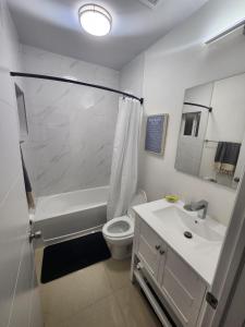 a bathroom with a shower and a toilet and a sink at The 305 in Miami