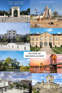 un collage de fotos de varios edificios y monumentos en Chambre 2, calme, 1 station de PARIS en Maisons-Alfort