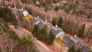 an aerial view of a house in a forest at Big Sunshine in Mont-Tremblant