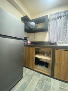 Il comprend une cuisine équipée d'un réfrigérateur en acier inoxydable. dans l'établissement Departamento Ecoface Vallarta, à Puerto Vallarta