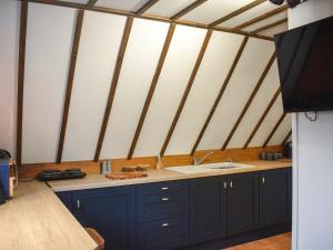 a kitchen with a sink and a counter in a room at Kingfisher Granary in Ashburnham