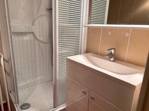 a bathroom with a sink and a shower at Appartement Risoul, 1 pièce, 5 personnes - FR-1-330-571 in Risoul