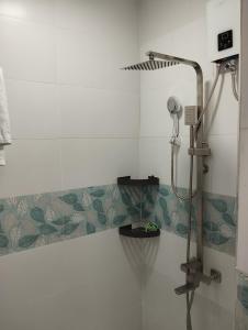 y baño con ducha y cabezal de ducha. en Evexia Garden, en Santa Rosa