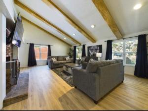 a living room with a couch and a tv at Ultimate Escape and Wolf Den in Lubbock