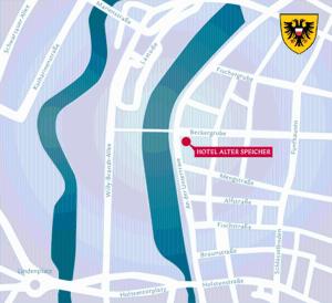 a map of the worcester water transfer station at Hotel Alter Speicher in Lübeck