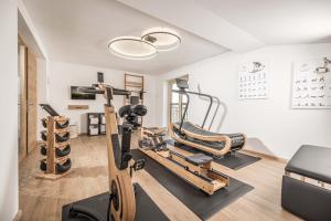 a gym with a treadmill and a elliptical machine at Zeit.Glück Appartements in Radfeld