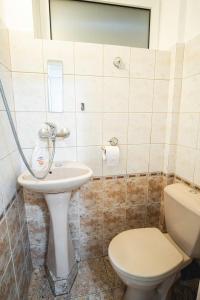 a bathroom with a toilet and a sink at Ruse Apartment Center in Ruse +14 photos