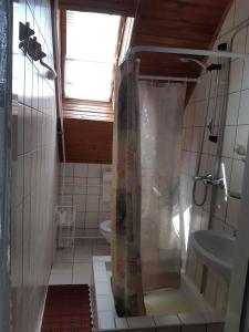 a bathroom with a shower and a sink at Holiday home in Badacsonytomaj 20247 in Badacsonytomaj