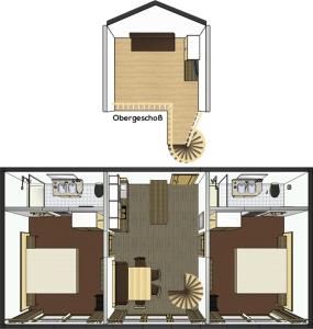 a floor plan of a small apartment with a room at Aparthaus Gondeblick in Fiss