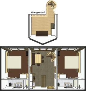 a floor plan of a small room with a couch at Aparthaus Gondeblick in Fiss