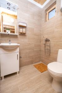 uma casa de banho com um WC, um lavatório e um chuveiro em Oasis of Peace em Cetinje