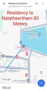 mapa trasy do nathaniel istg meters w obiekcie THIRUNALLAR S A RESIDENCY w mieście Tirunallār