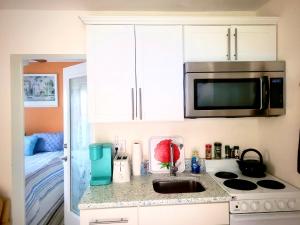a kitchen counter with a microwave and a sink at ~ Cozy In-law Apartment Close to Siesta Key ~ in Sarasota