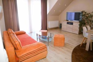 Televízia a/alebo spoločenská miestnosť v ubytovaní Apartament w Kamienicy na Kłodzkiej