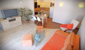 Televízia a/alebo spoločenská miestnosť v ubytovaní Apartament w Kamienicy na Kłodzkiej