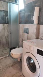 凱梅爾的住宿－Chirali Eco Villa，一间带洗衣机和卫生间的浴室