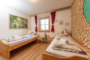 - une chambre avec 2 lits et une fenêtre dans l'établissement Hauskitz, à Schladming