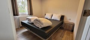 een kamer met een bed met twee kussens erop bij Goorzicht in Aalten