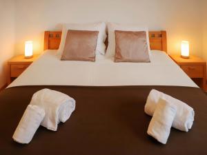 sypialnia z łóżkiem z dwoma ręcznikami w obiekcie Apartment Brigitte by Interhome w mieście Zermatt