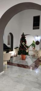 a living room with a christmas tree in a room at CASA DE LA SEÑORA in Palma del Río