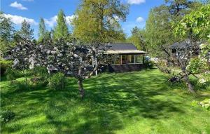 a house in the middle of a yard with an apple tree at Awesome Home In Norrtlje With Wifi in Norrtälje
