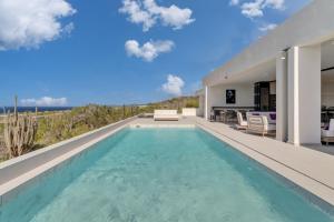 an infinity pool in the backyard of a house at Villa Regatta in Kralendijk
