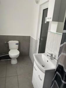 een badkamer met een toilet en een wastafel bij Lipite Guest House 