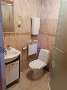 un bagno con un water e un lavandino di Domek Biała Dolina a Szklarska Poręba