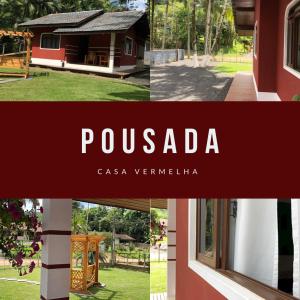 eine Collage mit Fotos eines Hauses in der Unterkunft Casa vermelha, sitio pousada vô maneca in Timbó