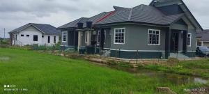 a row of houses in a yard next to a field at Homestay Haura Bella in Kampong Morak