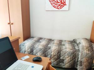 Postel nebo postele na pokoji v ubytování Hôtel Compostelle
