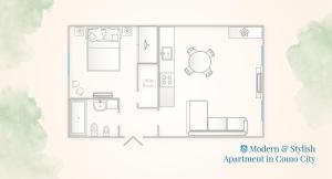 The floor plan of Modern & Stylish Apartment in Como City by Rent All Como