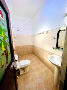 坦加拉的住宿－Leen Tangalle，一间带卫生间和水槽的浴室