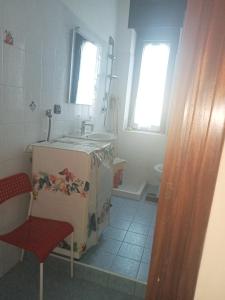 een kleine badkamer met een wastafel en een douche bij B&B - Antonietta & Friends in Mercato San Severino