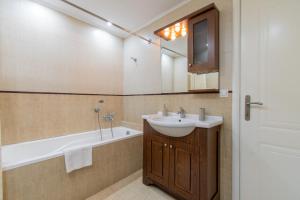 a bathroom with a sink and a bath tub at Cristina Apartment 2 in Neos Marmaras +7 photos
