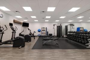 a gym with treadmills and exercise equipment in a room at Hampton Inn Chicago Orland Park in Orland Park