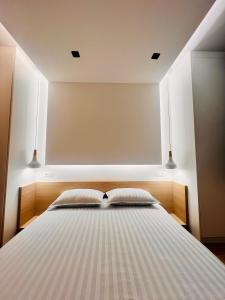 1 dormitorio con 1 cama grande y 2 almohadas en Apartment 202 - Aparthotel Zlatni Javor en Jahorina