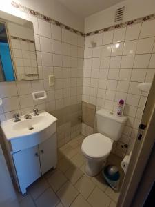 La salle de bains est pourvue de toilettes et d'un lavabo. dans l'établissement Departamento Amplio Mendoza Centro, con cochera, à Mendoza