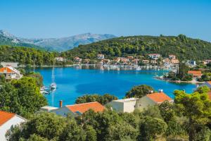 Blick auf eine kleine Stadt auf einem See in der Unterkunft Villa Teuta in Korčula
